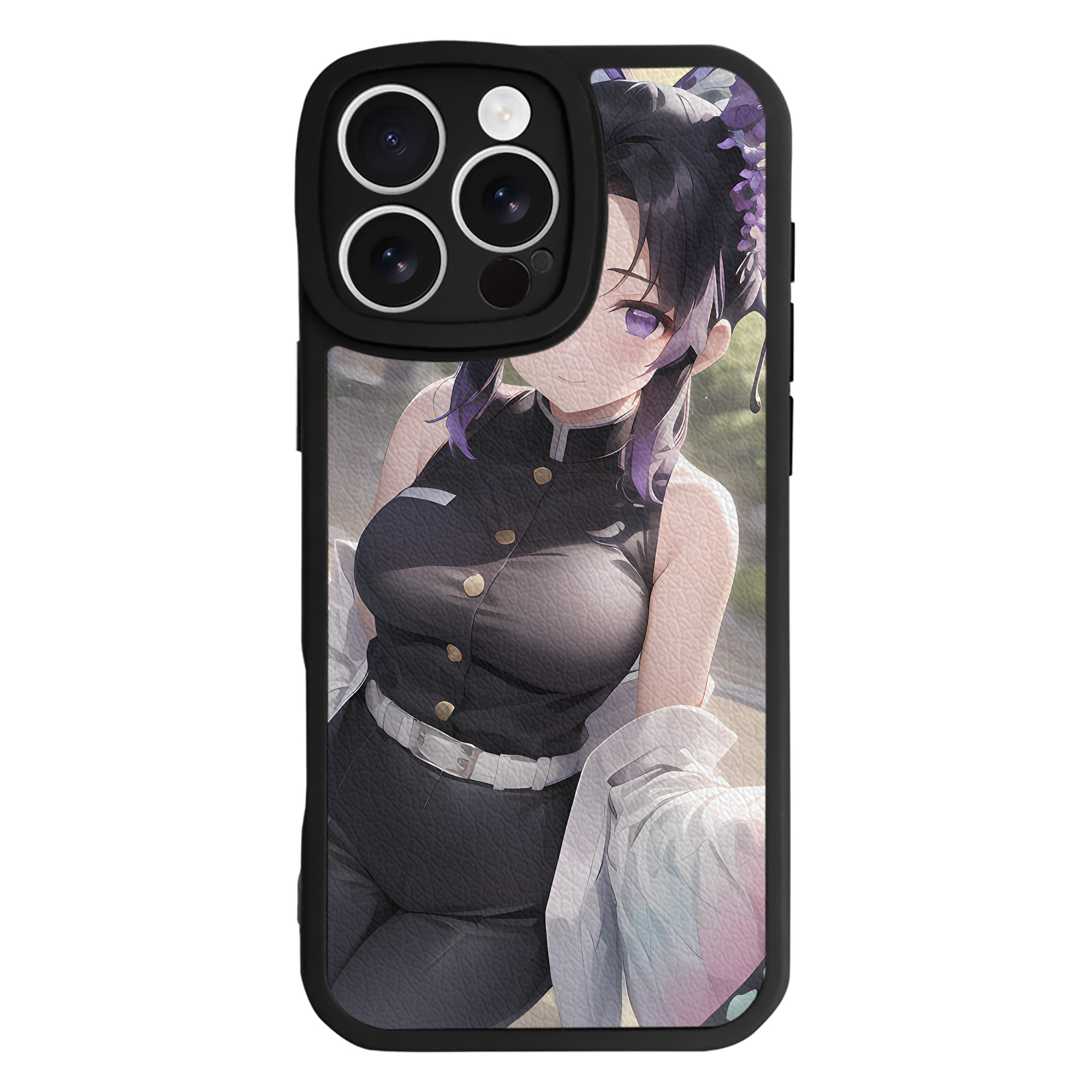 （画像用） 鬼滅の刃（きめつのやいば）蟲柱-胡蝶 しのぶ／こちょう しのぶ Kochou Shinobu 【iPhone 16シリーズ対応】シリコンスマホケース（レザー調） 材質：シリコン